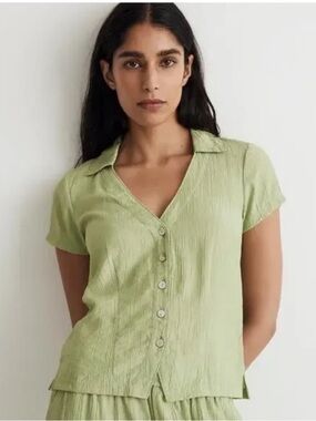 Madewell Notched V-Neck Button Up Top